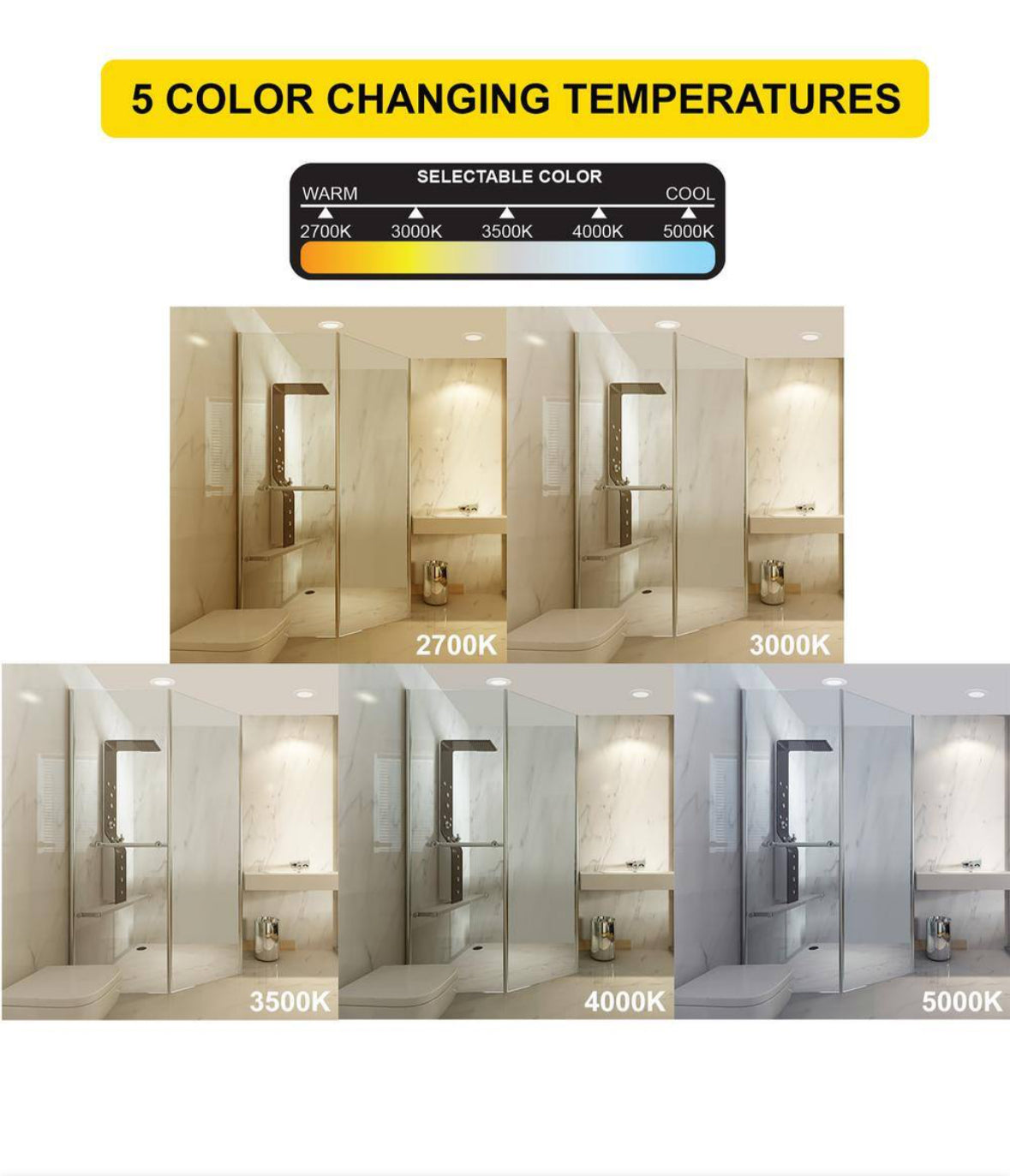 4 in. Black Trim 5CCT 27K-50K Ultra Thin Canless New Construction IC Rated Integrated LED Recessed Lighting Kit 12 Pack