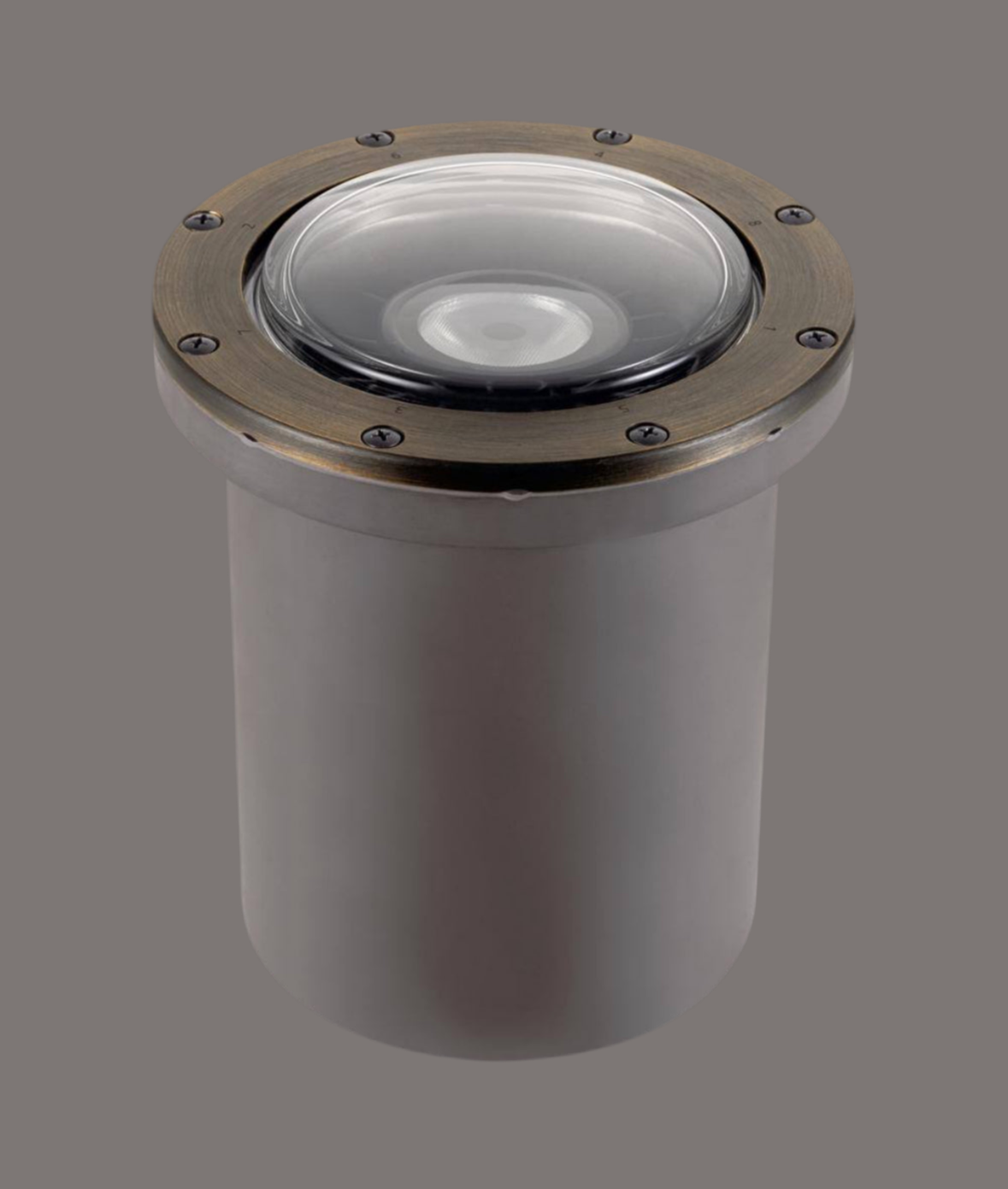 Low Voltage Centennial Brass Hardwired Weather Resistant Frosted Lens Well Light with Bulbs Included