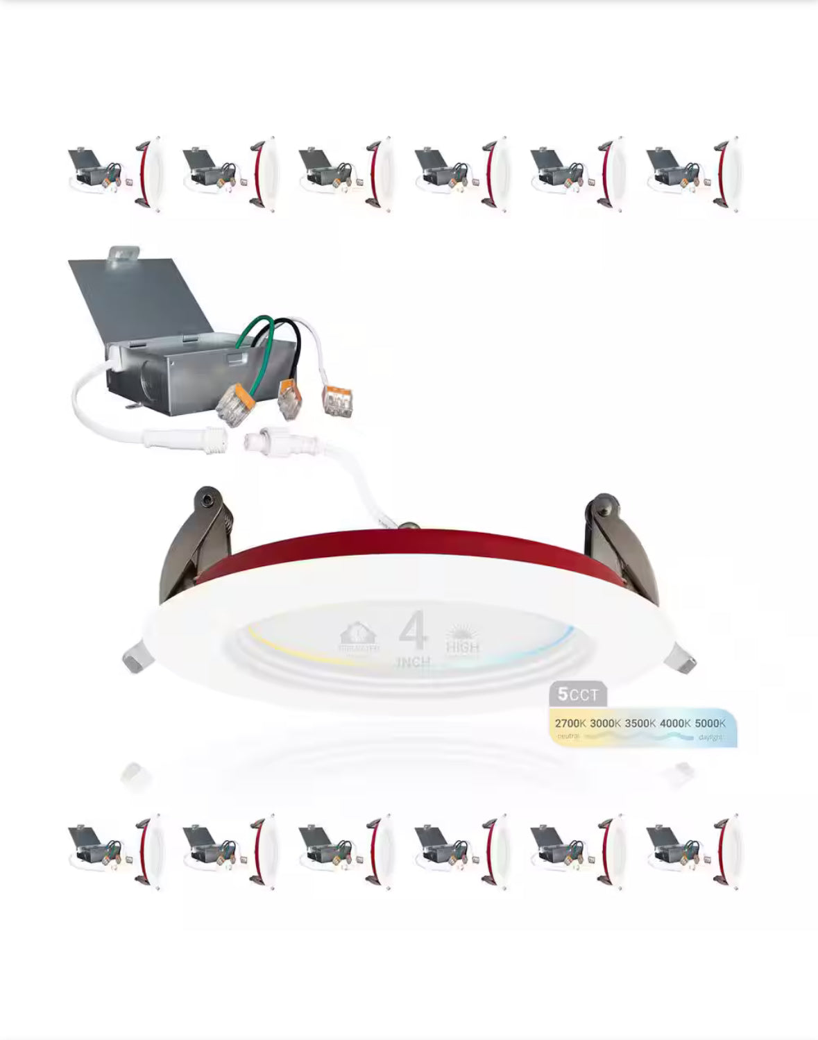 4 in. 2-Hour Fire Rated White Baffle Slim Canless Integrated LED Recessed Light 12W 5CCT 27K-50K Dimmable IC Rated 12PK