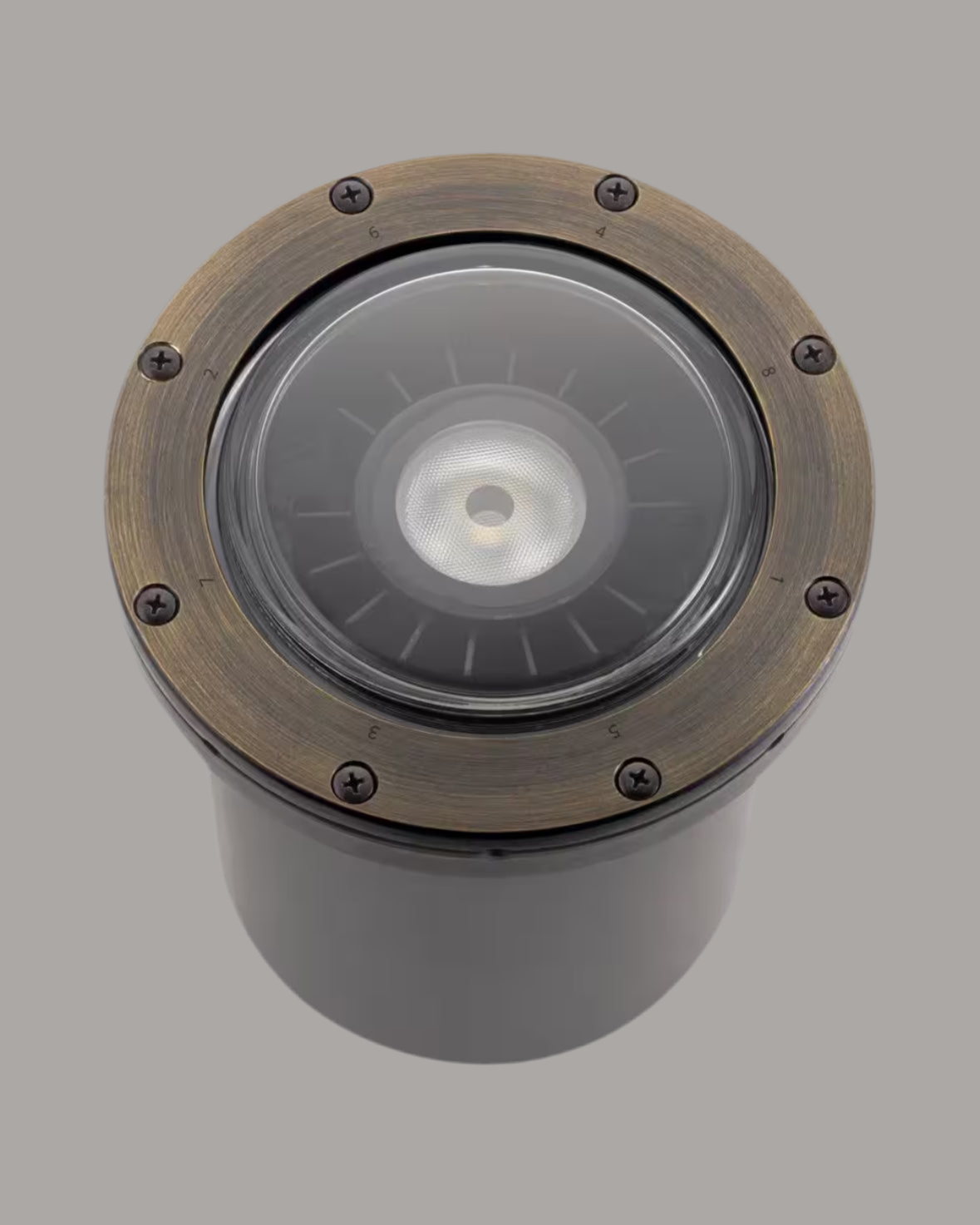 Low Voltage Centennial Brass Hardwired Weather Resistant Frosted Lens Well Light with Bulbs Included